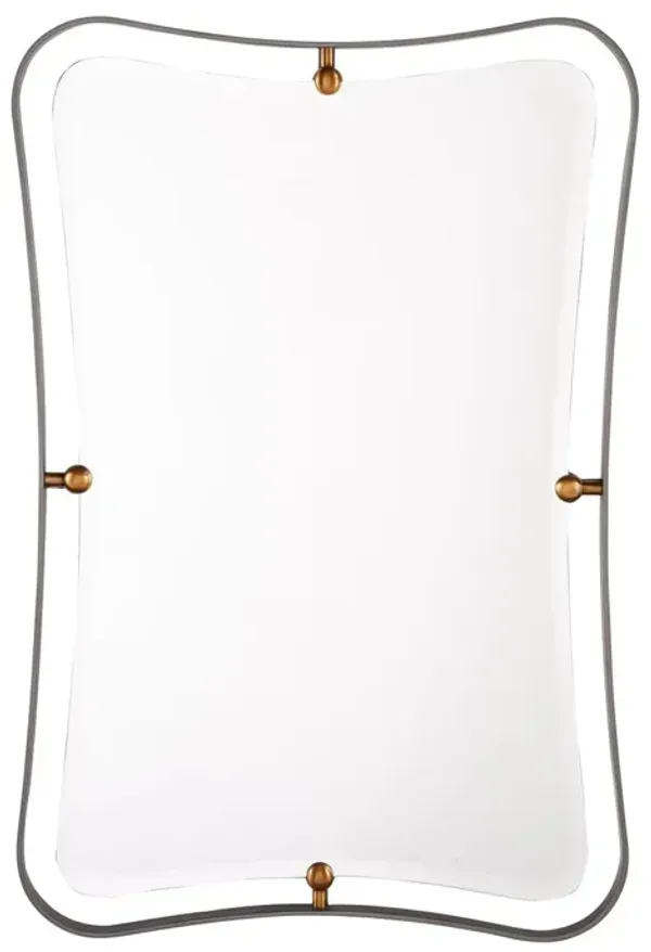 Janey Iron Hourglass Wall Mirror, Gray