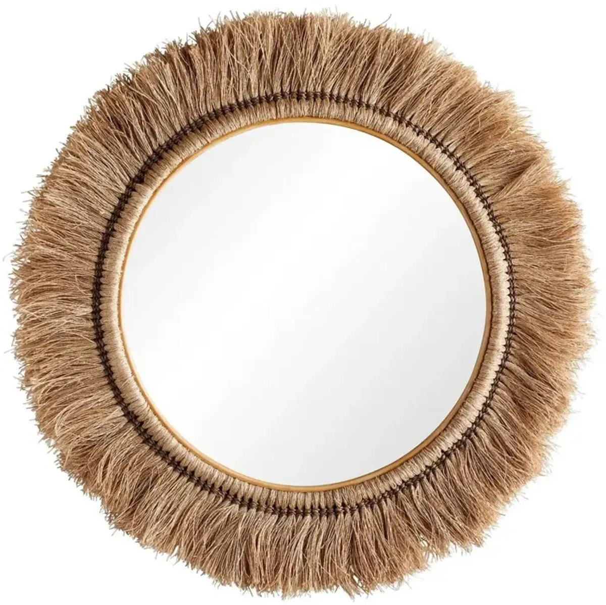 Kai Abaca Large Round Wall Mirror, Natural