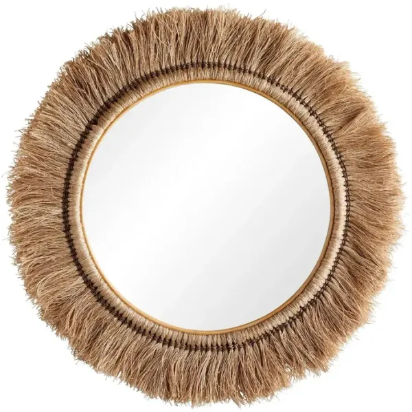 Kai Abaca Large Round Wall Mirror, Natural