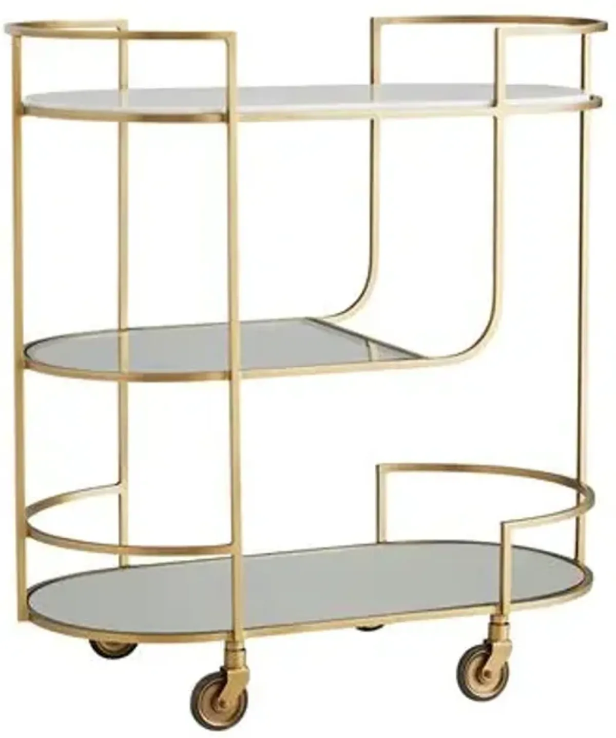 Trainor Iron & Marble Bar Cart - Gold/White - Arteriors
