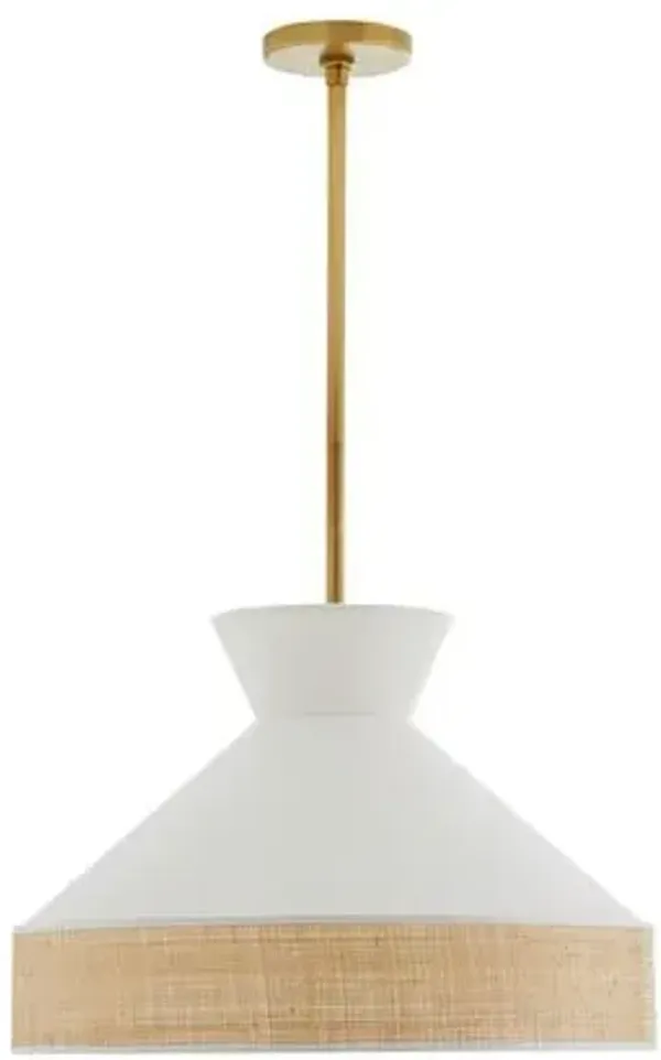 Malena Linen/Rattan Pendant - White - Arteriors