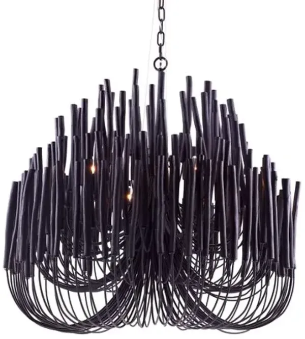 Tilda Large 6-Light Wooden Chandelier - Black - Arteriors