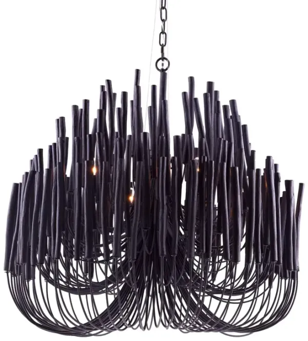 Tilda Large 6-Light Wooden Chandelier - Black - Arteriors