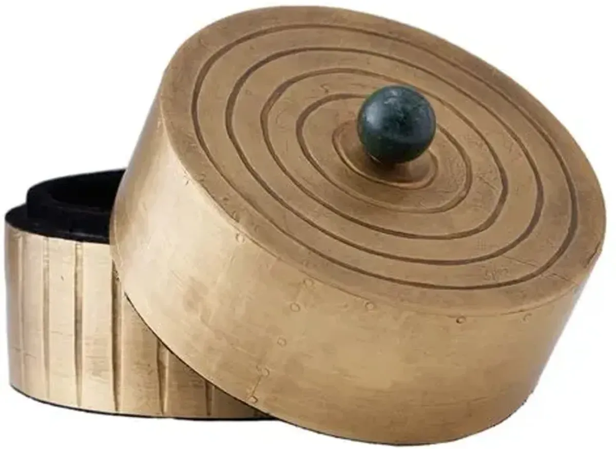 Truitt Cylindar Box - Brass - Arteriors - Green