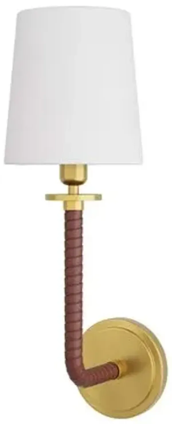 Wayman Steel/Leather Sconce - Red - Arteriors