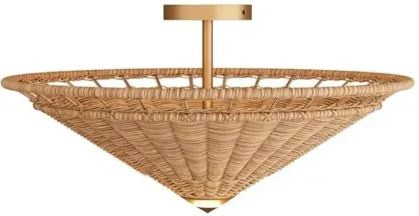 Terrace Rattan Flush Mount - Natural - Brown