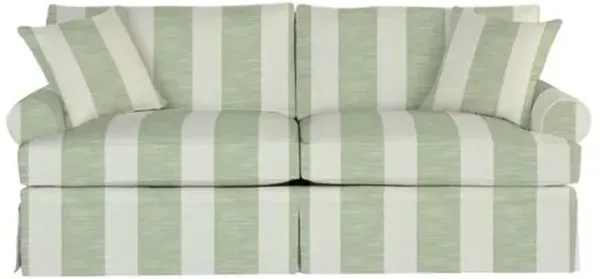 Maya Sofa - Kelly Green Sunbrella Cabana Stripe - Miles Talbott - Handcrafted