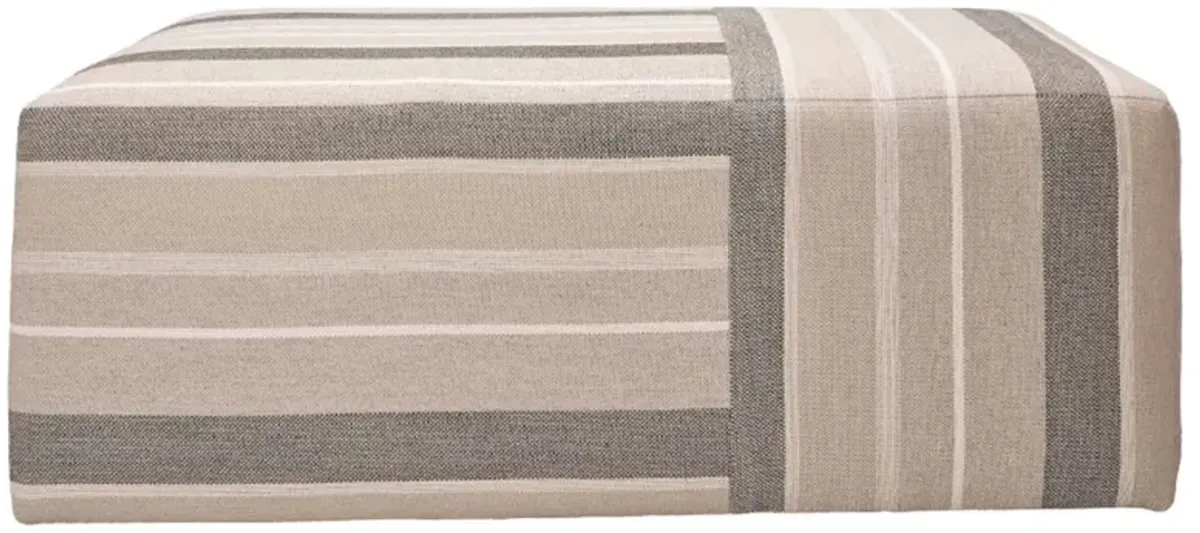 Quinn Upholstered Linen Ottoman, Dunphy Charcoal Stripe