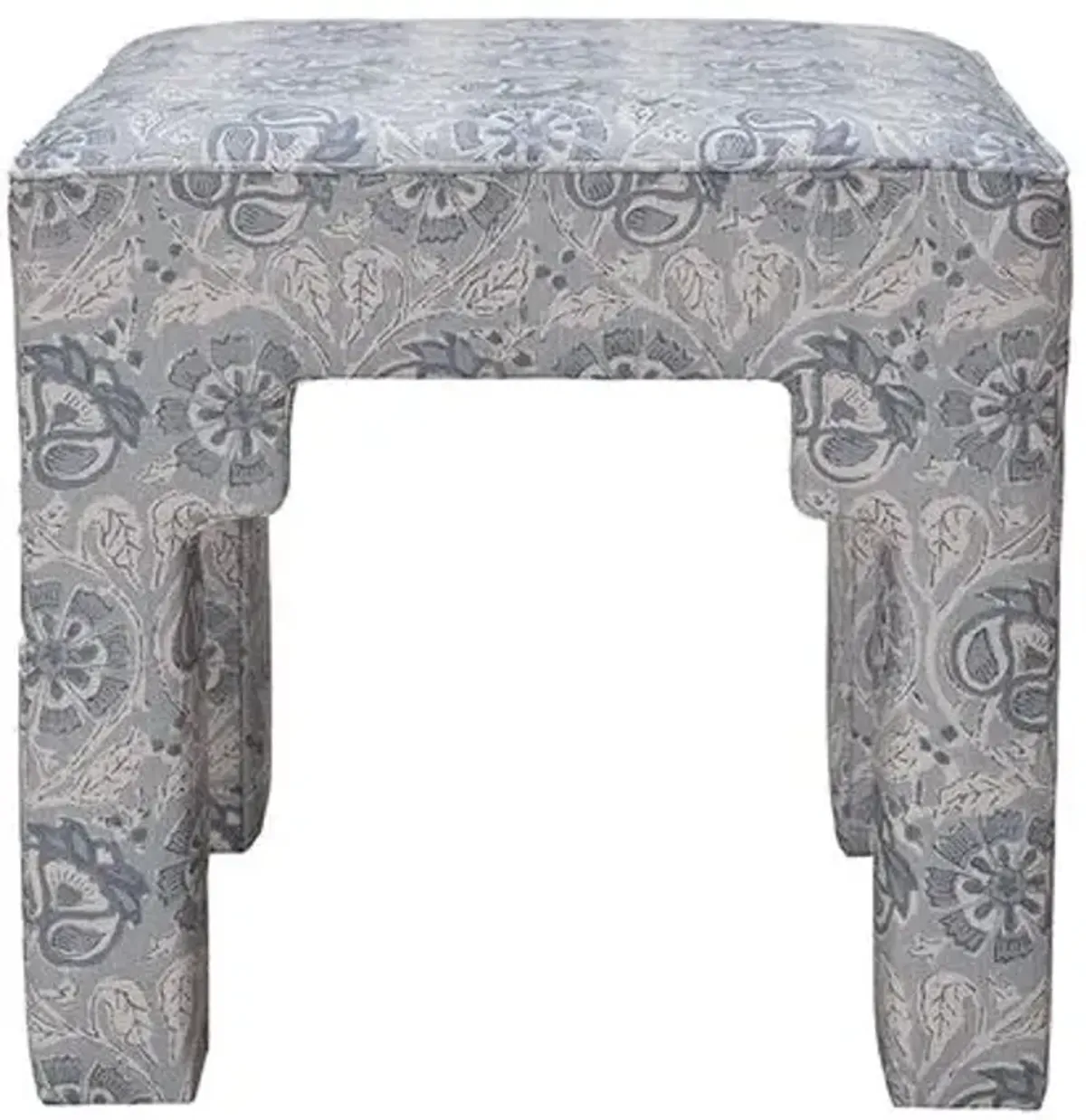 Hicks Stool - Carrie Blue Linen - Kim Salmela - Handcrafted