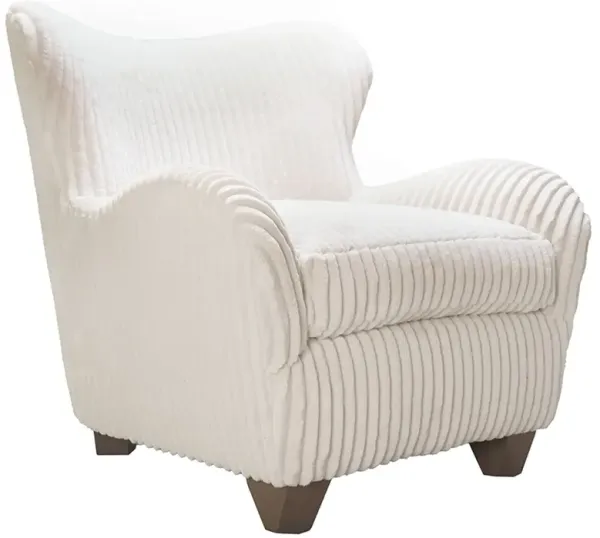 Zola Curved Wingback Chair, Channeled Mega Cream Faux Fur