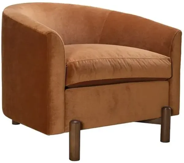 Nelson Curved Velvet Accent Chair - Emilia Rust - Kim Salmela - Orange, Comfortable, Durable, Cushioned