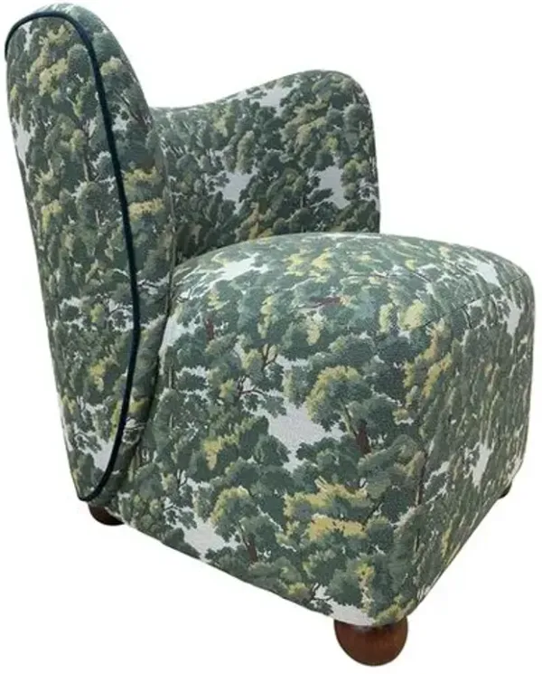 Valentina Curved Accent Chair - North Oaks Torrent Crypton - Kim Salmela - Blue, Comfortable, Durable