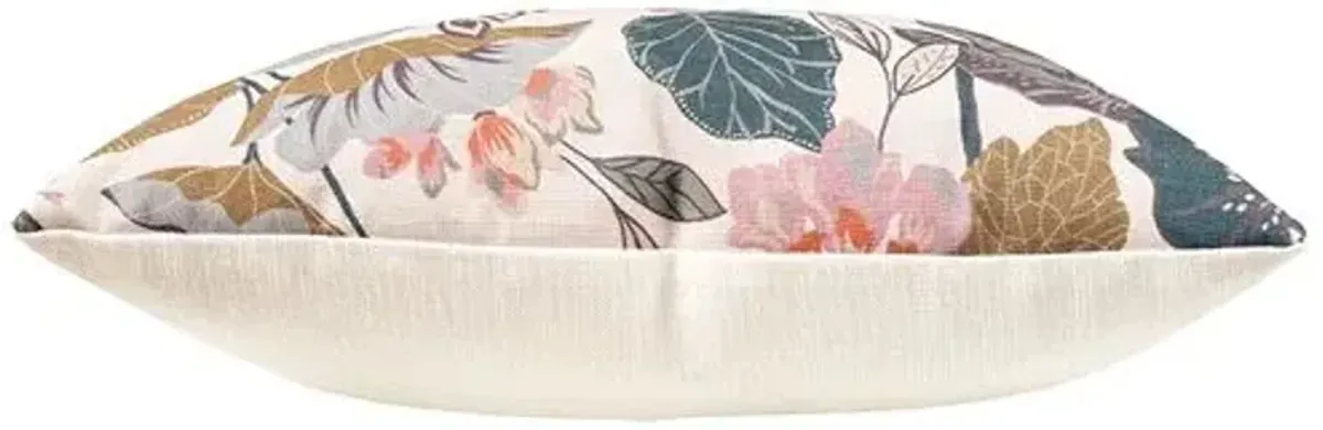 Delia Floral 22x22 Pillow - Teal/Pink - Kim Salmela