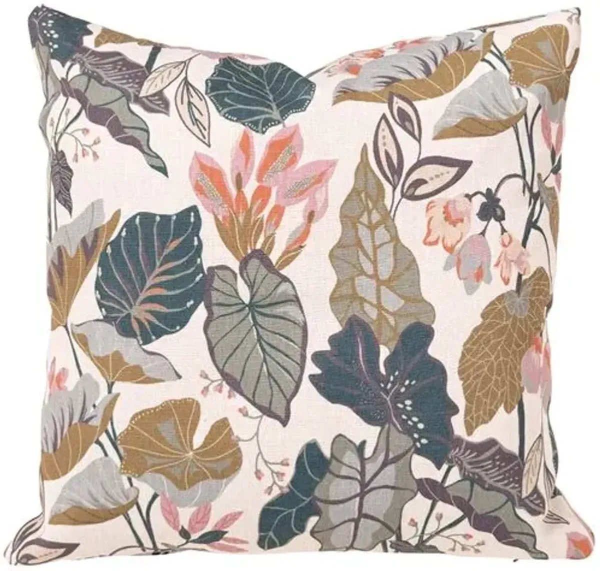 Delia Floral 22x22 Pillow - Teal/Pink - Kim Salmela
