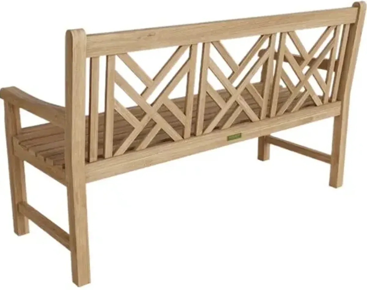 Cavella 3-Seater Outdoor Teak Bench - Natural - Brown