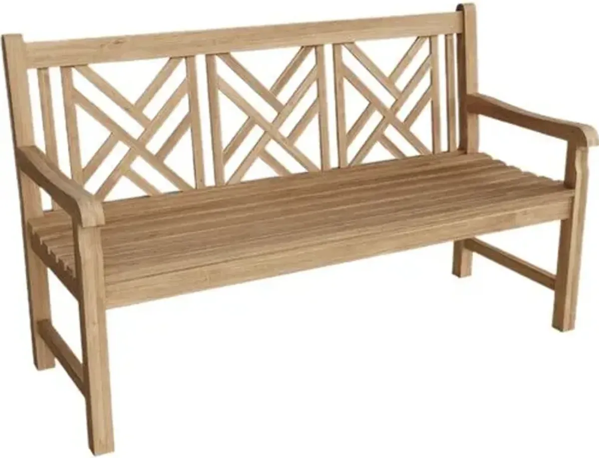 Cavella 3-Seater Outdoor Teak Bench - Natural - Brown