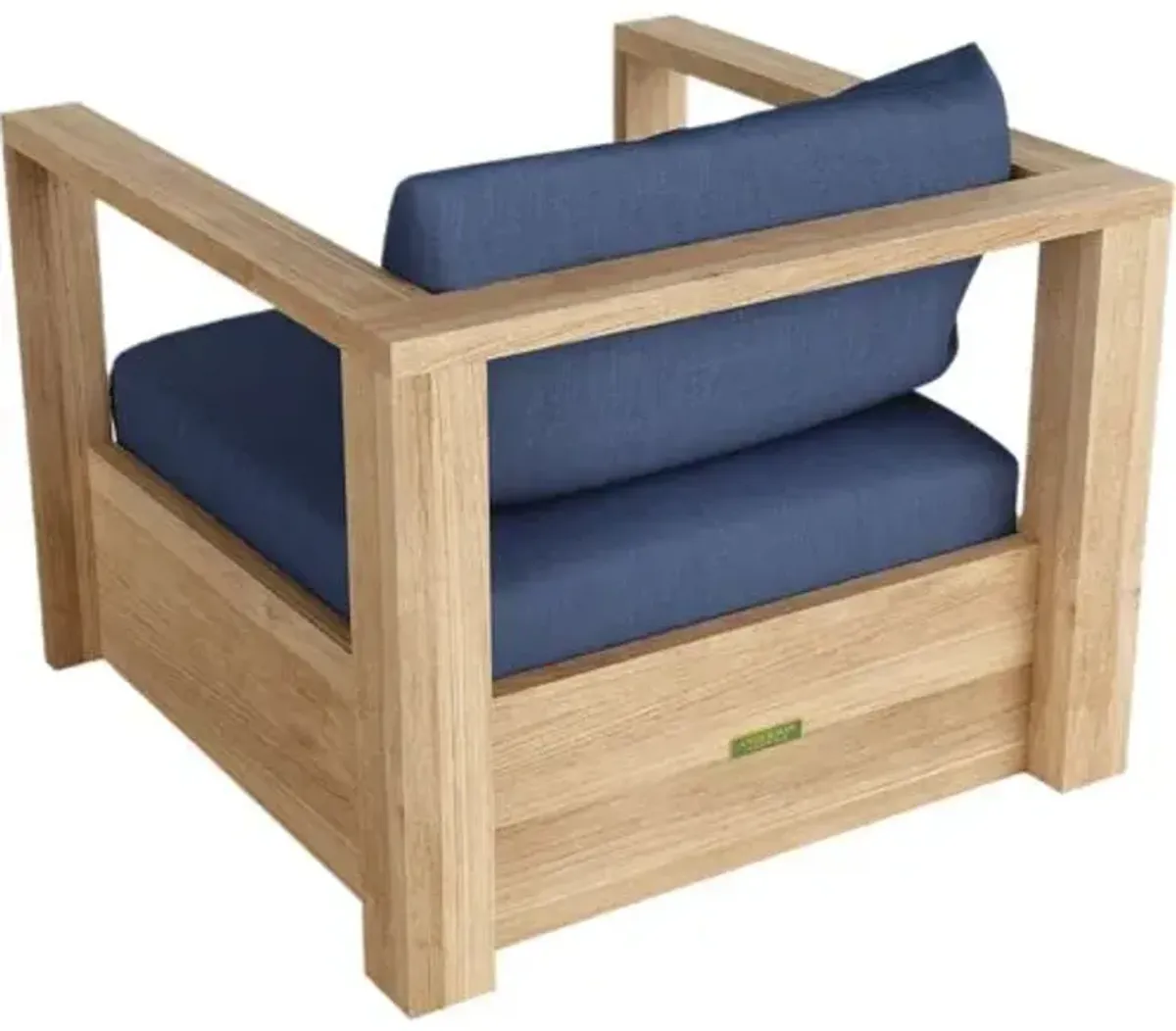 Zavira Outdoor Teak Deep Seating Armchair - Sunbrella - Blue