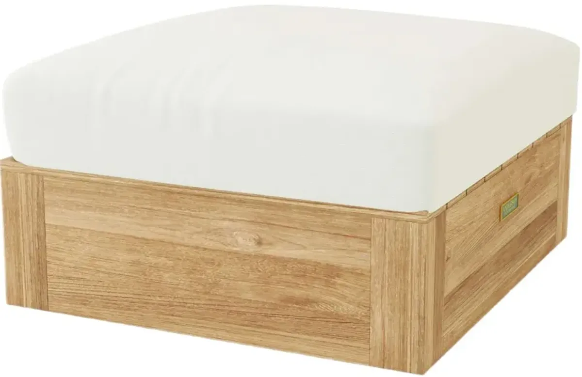 Zavira Outdoor Teak Ottoman, Sunbrella