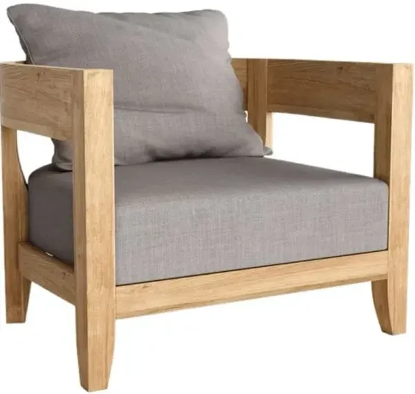 Solterra Outdoor Teak Deep Seating Armchair - Sunbrella - Brown