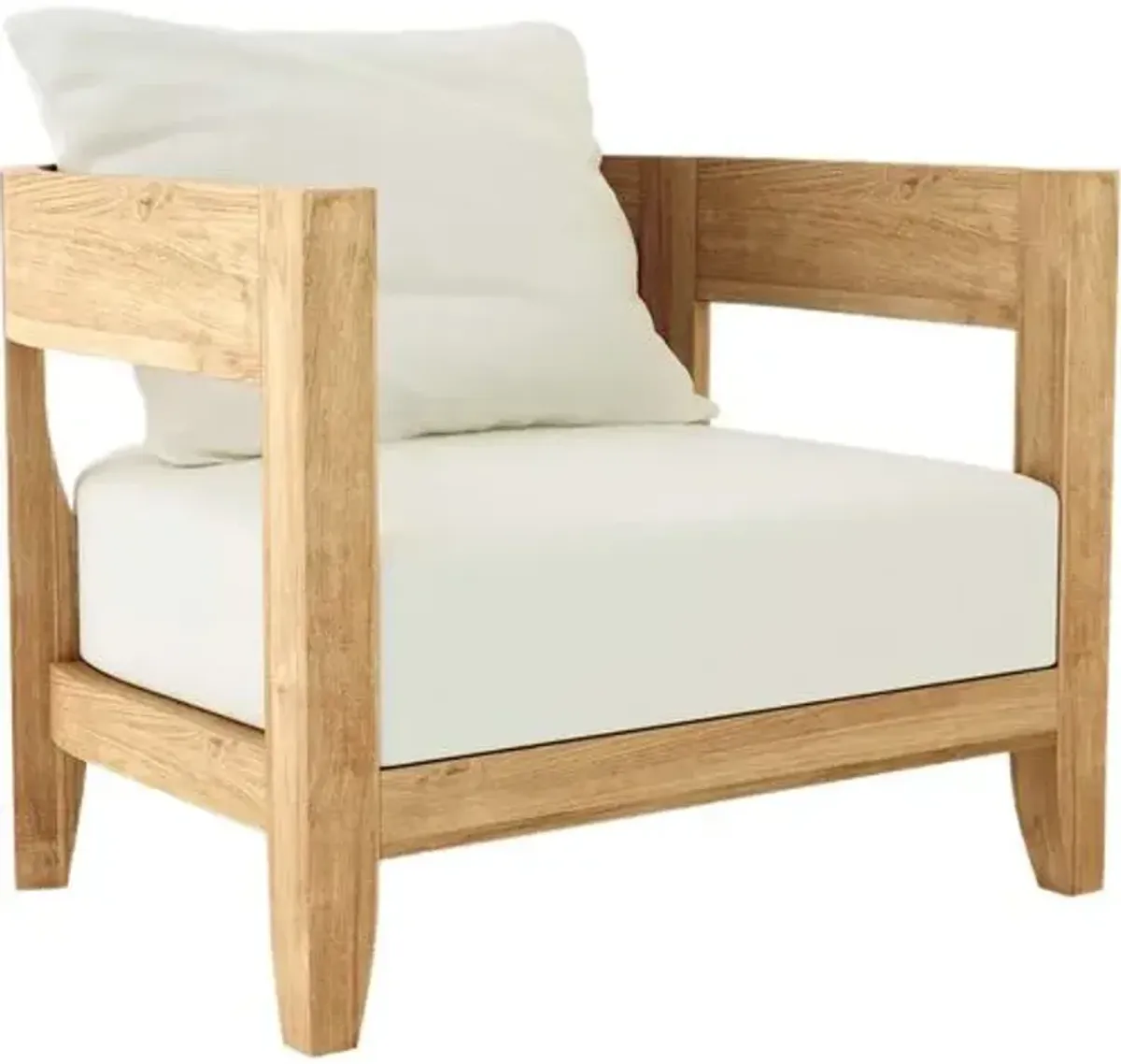 Solterra Outdoor Teak Deep Seating Armchair - Sunbrella - White