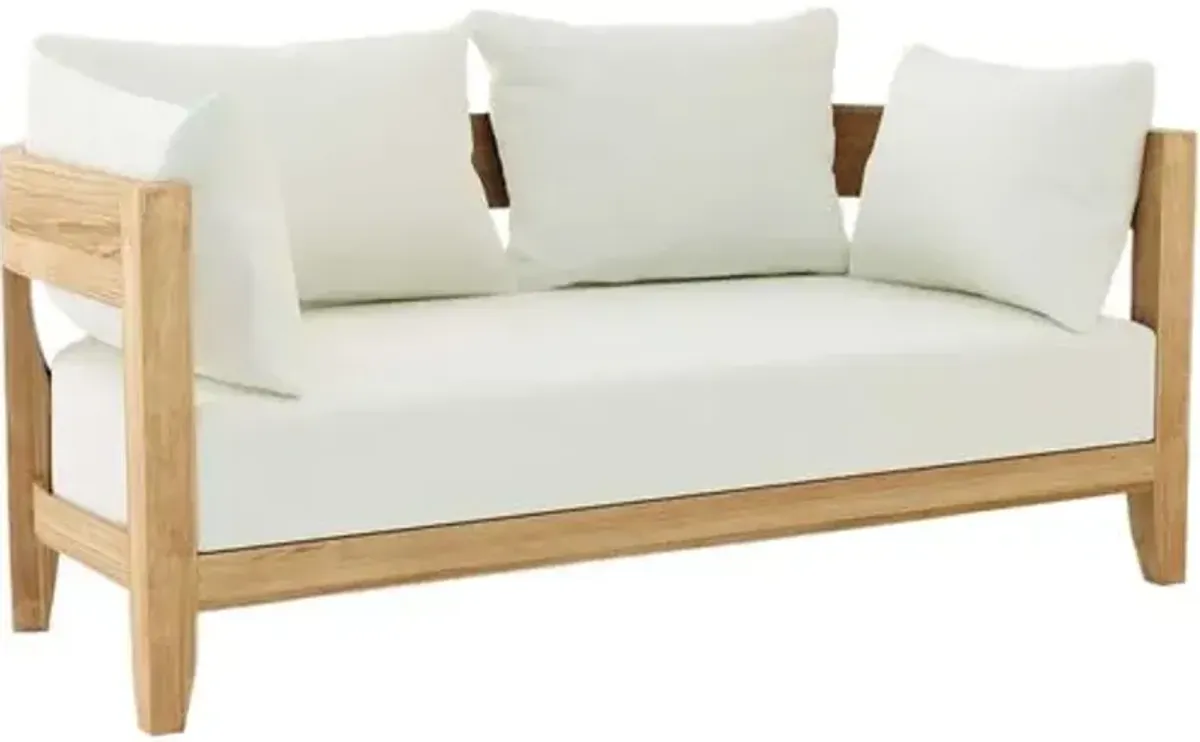 Solterra Outdoor Teak Deep Seating Loveseat - Sunbrella - White