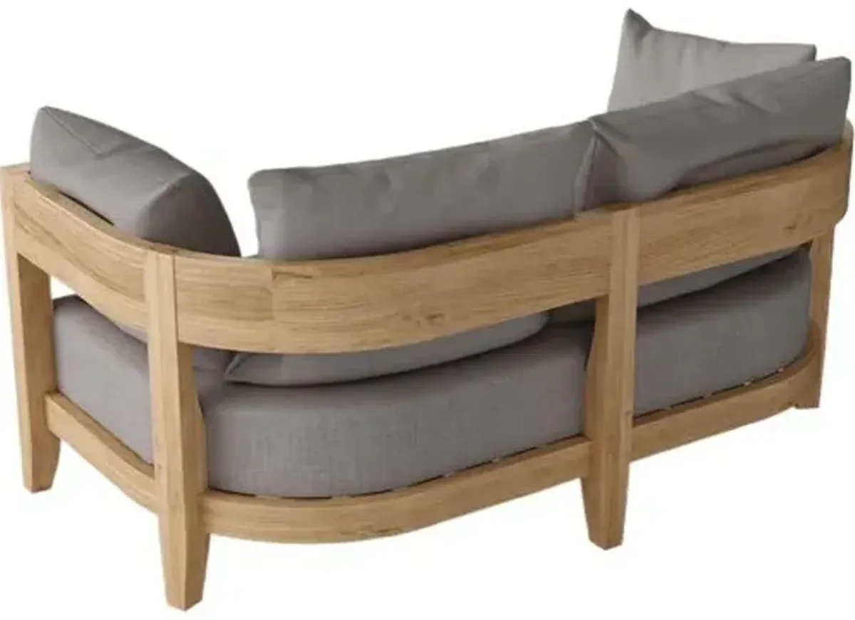 Solterra Outdoor Teak Deep Seating Loveseat - Sunbrella - Brown