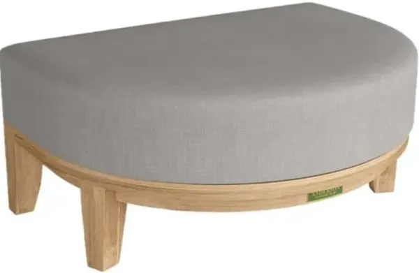 Solterra Outdoor Teak Demilune Ottoman - Sunbrella - Gray
