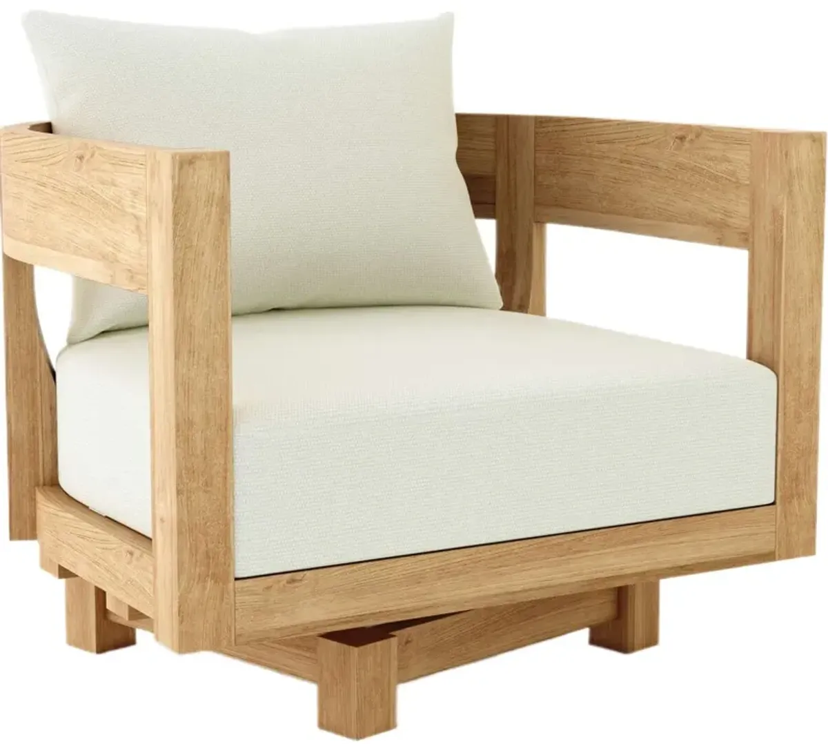 Solterra Outdoor Teak Deep Seating Swivel Armchair, Sunbrella