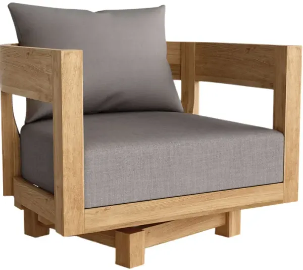 Solterra Outdoor Teak Deep Seating Swivel Armchair, Sunbrella