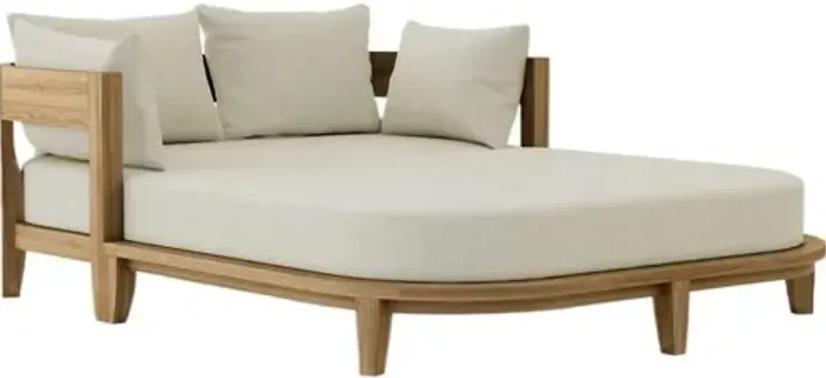 Solterra Outdoor Teak Daybed - Sunbrella - White - Comfortable, Sturdy