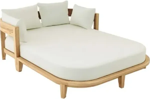 Solterra Outdoor Teak Daybed - Sunbrella - White - Comfortable, Sturdy