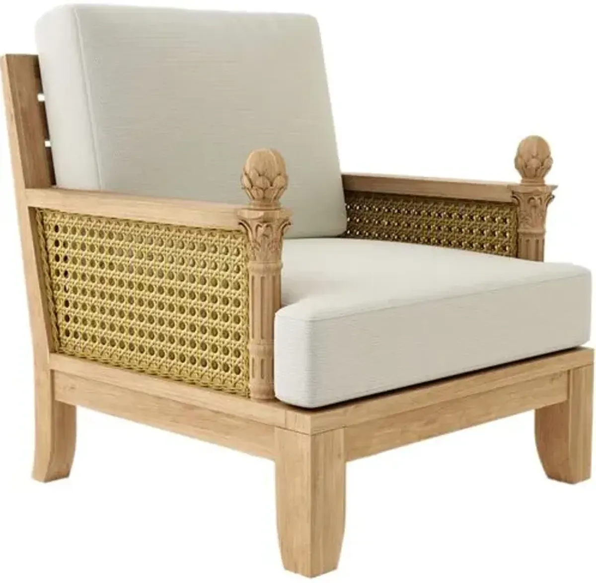 Maranti Outdoor Teak Armchair - Sunbrella - Handcrafted - White