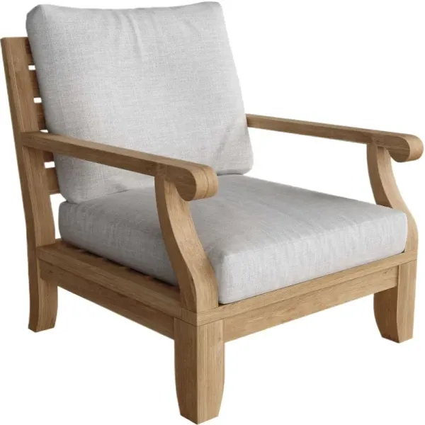 Nuvira Outdoor Teak Armchair, Linen Natural Sunbrella