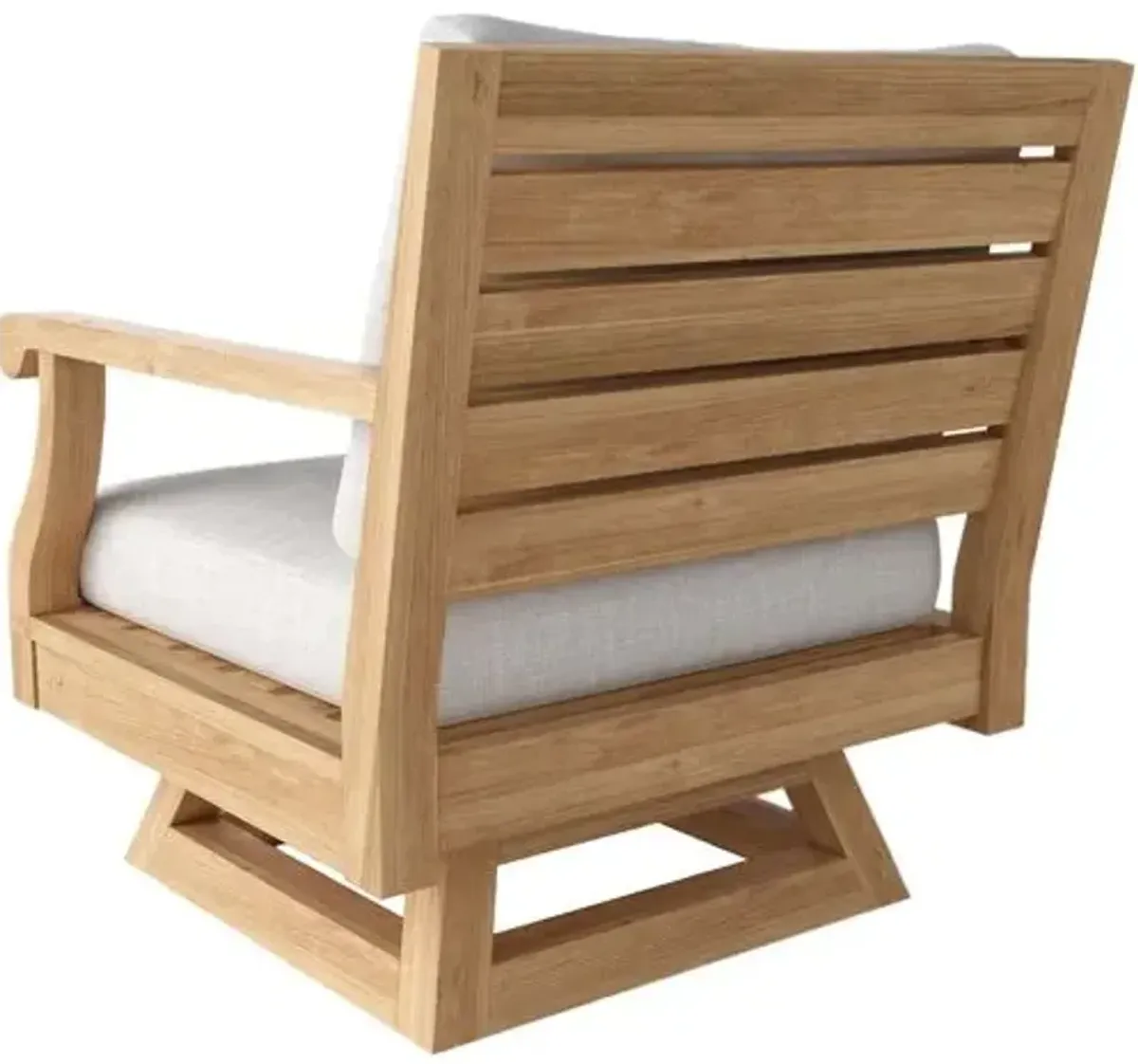 Nuvira Outdoor Teak Swivel Armchair - Linen Natural Sunbrella - Brown