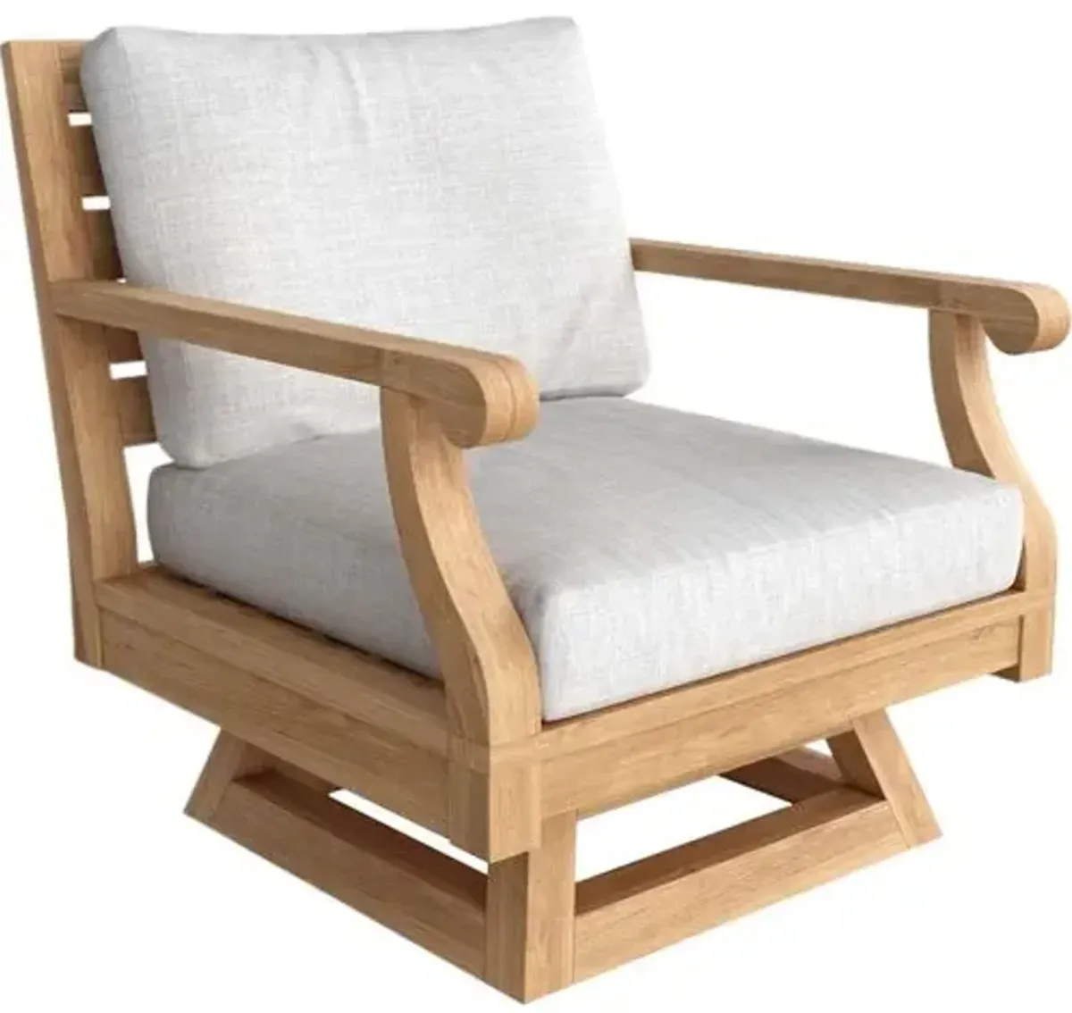 Nuvira Outdoor Teak Swivel Armchair - Linen Natural Sunbrella - Brown