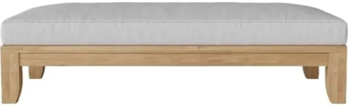 Nuvira Outdoor Teak Daybed - Linen Natural Sunbrella - Brown - Comfortable, Sturdy