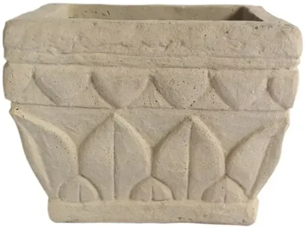 Lunado Outdoor Square Planter - Limestone - White - 9Hx12Wx12D in