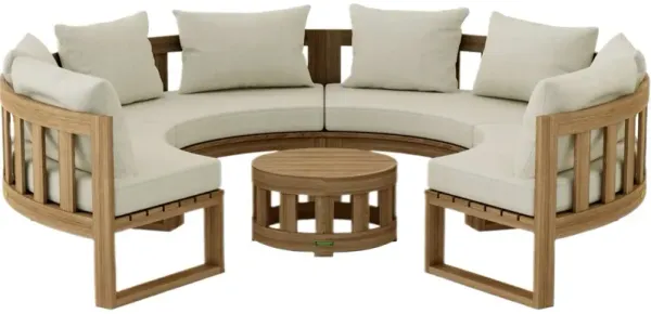Sonoma Coast Outdoor Teak Circular Modular Deep Seating Lounge Set, Sunbrella