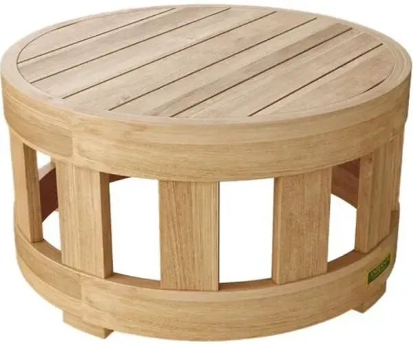 Sonoma Coast Outdoor Teak Circular Coffee Table - Natural - Brown