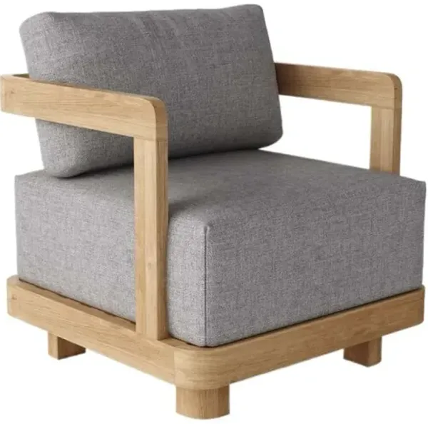 Oceaire Outdoor Teak Deep Seating Armchair - Sunbrella - Gray