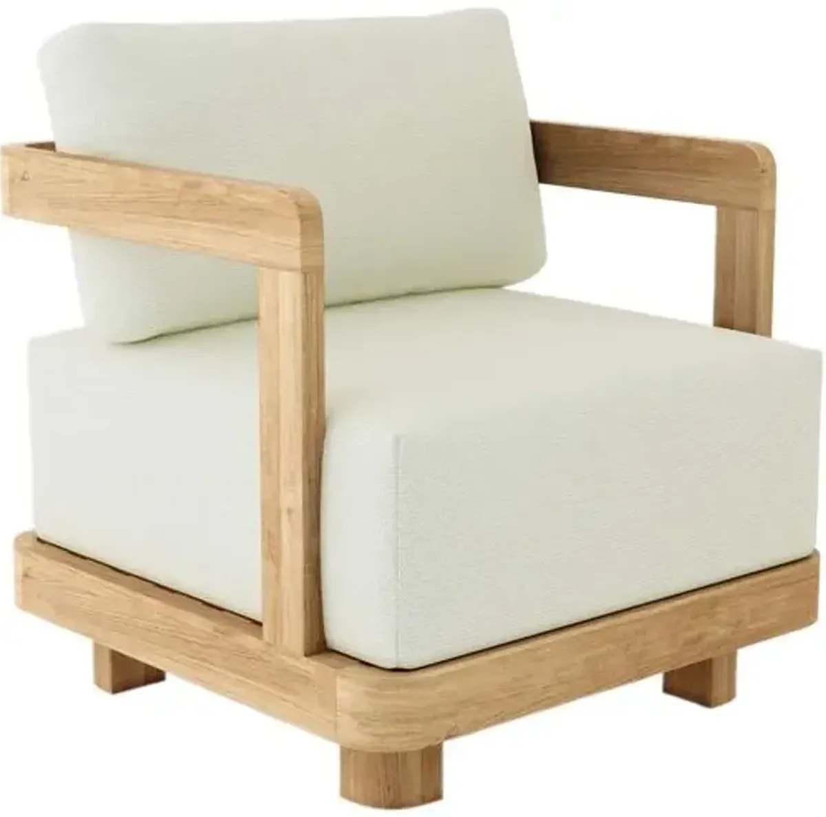 Oceaire Outdoor Teak Deep Seating Armchair - Sunbrella - White