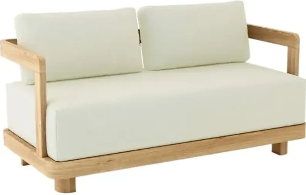 Oceaire Outdoor Teak Deep Seating Loveseat - Sunbrella - White