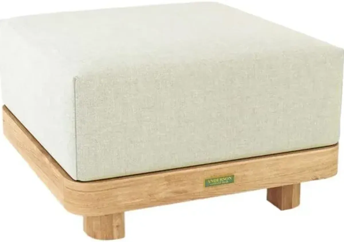 Oceaire Outdoor Teak Ottoman - Sunbrella - White
