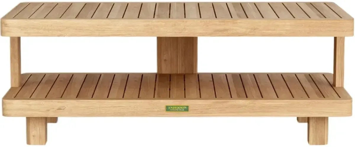 Oceaire Outdoor Teak 2-Tier Coffee Table, Natural