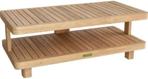 Oceaire Outdoor Teak 2-Tier Coffee Table - Natural - Brown