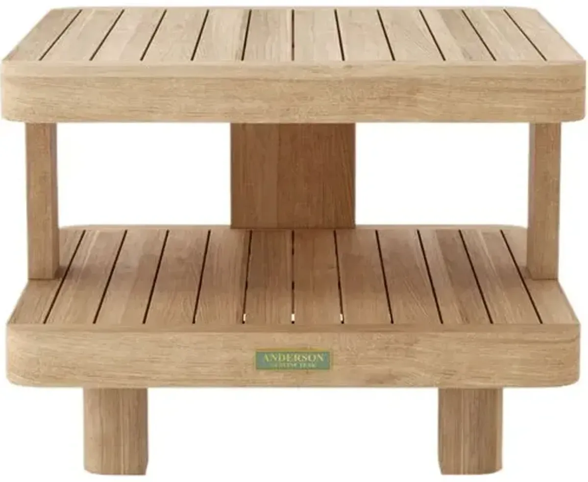 Oceaire Outdoor Teak 2-Tier Side Table - Natural - Brown