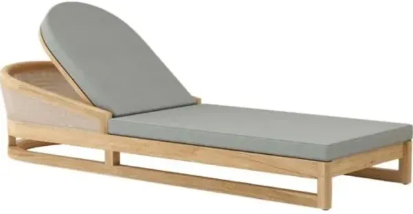 Avanta Outdoor Teak Chaise Lounge - Sunbrella - Gray - Comfortable, Sturdy, Stylish