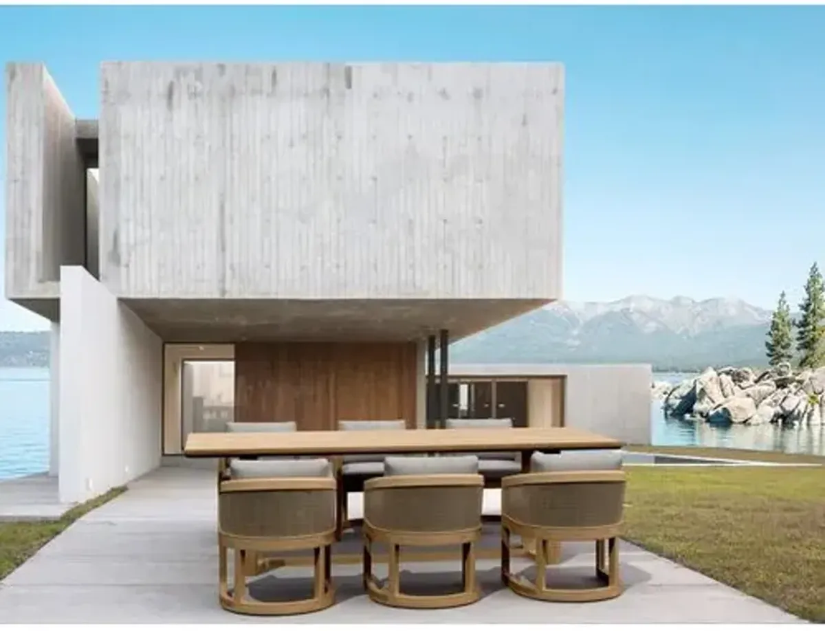 7-Piece Avanta Outdoor Teak Dining Set - Sunbrella - Brown