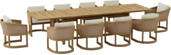 11-Piece Avanta Outdoor Teak Dining Set, Sunbrella