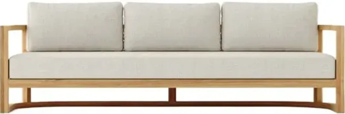 Borella 3-Seat Outdoor Teak Sofa - Linen Natural Sunbrella